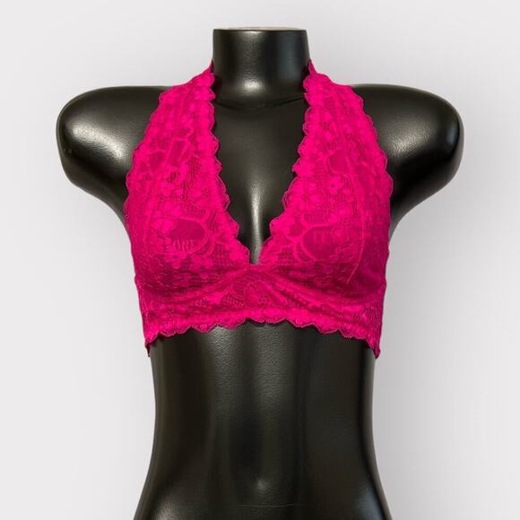 Free People Other - Intimately Free People NEW Pink Lace Halter Bralette Womens M Softbra Fairykei